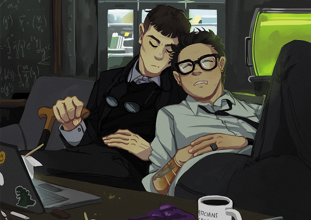 Sleepy Newt & Hermann Print